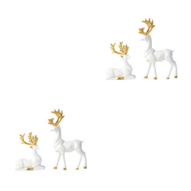Naiovety 2 pack/lot Acentos para el hogar con estilo Figuras de ciervos de lujo para un estilo único Accesorios para el hogar de moda global blanco METRO 2piezas