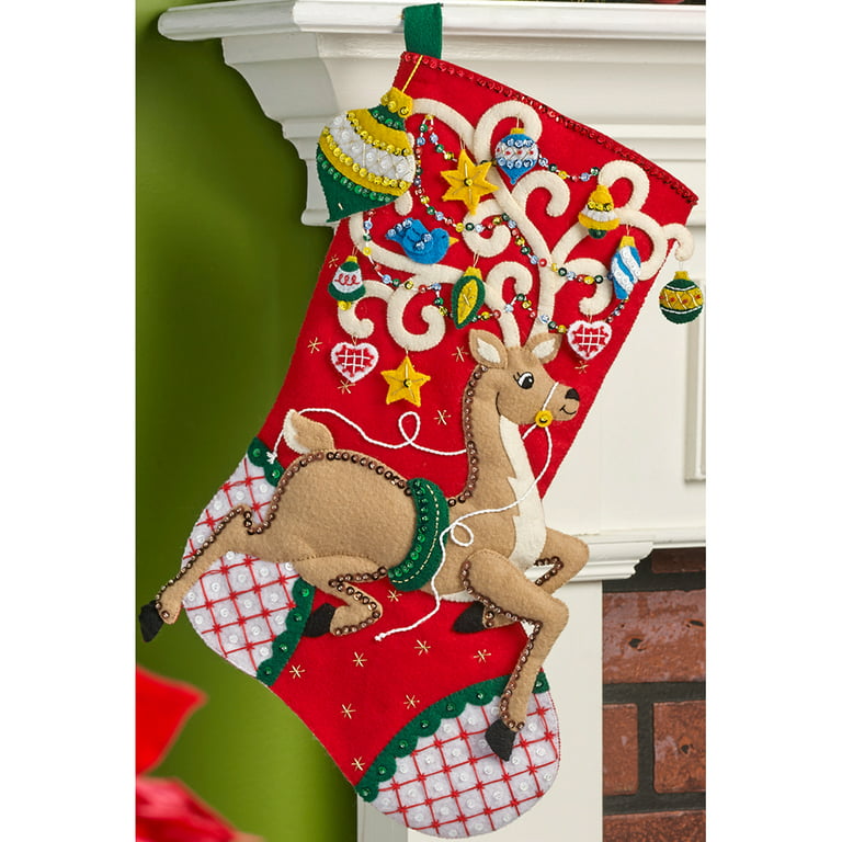 Ornate Deer Felt Christmas Stocking Kit - Felt Crafts at Weekend Kits