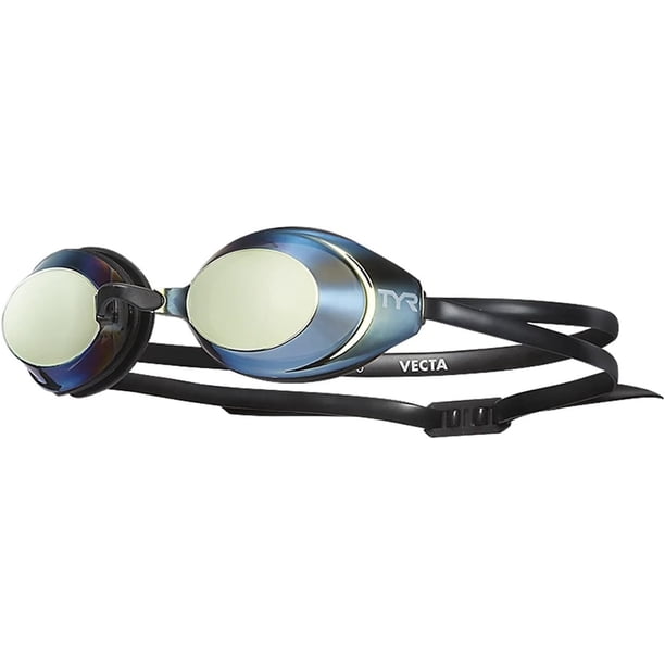 Gafas de natación TYR Vecta Racing para adultos, antivaho, UVA/UVB, doradas y negras