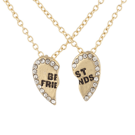 Lux Accessories Goldtone Bling Broken Heart BFF Best Friends Necklaces 2