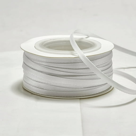 Mictong thin ribbon, 0.12 inches wide and 50 yards long, suitable for Christmas ribbons, gift wrapping ribbons, bow ribbons, holiday decorations and crafts ribbons, 1 piece, white