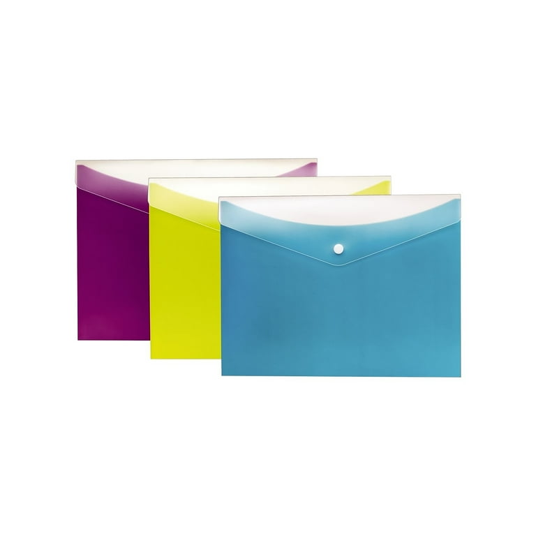 Dual Pocket Snap Envelope, 2 Sections, Snap Closure, Letter Size, Assorted Colors, 3/Pack Dual Pocket Snap Envelope, 2 Sections, Snap Closure, Letter Size, Assorted Colors, 3/Pack