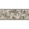 thumbnail image 2 of Feuilles Vertes sur les Branches Motif Rétro Bord de Papier Peint Gris Floral, Rouleau 15' x 9'', 2 of 3