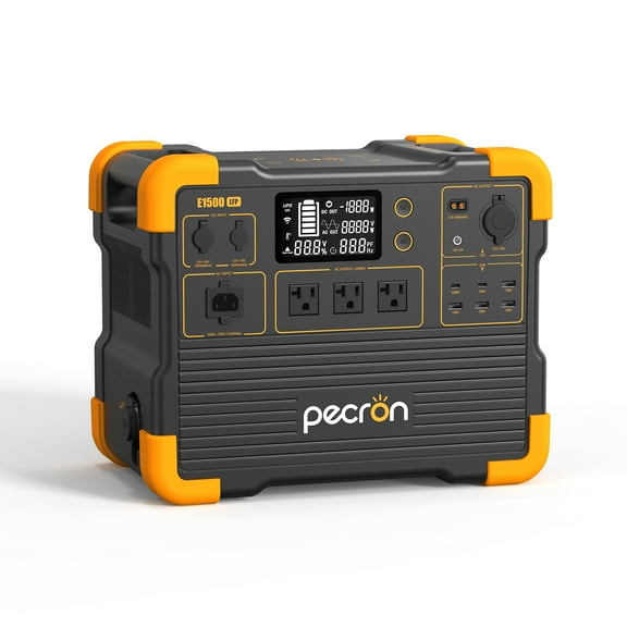 PECRON E1500LFP Portable Power Station 1536Wh Capacity 2200W AC Outport Solar Generators LiFePO4 Battery UPS for Indoor Home Backup Emergency Outdoor Camping RV Trip