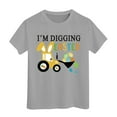thumbnail image 1 of PMVFHDE T-Shirt Graphique à Manches Courtes Imprimé Lapin de Pâques pour Enfants, Col Rond, Décontracté, Printemps Été, Gris, 4-5 Ans, 1 of 4