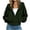 Army Green, variant on Ozmmyan Womens Cropped Zip Up Hoodie Ribbed Texture Drawstring Hooded Sweatshirt Jacket with Pockets Casual Fall Outerwear Streetwear Top