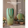 thumbnail image 2 of 30.71 Inch Single Tier Glazed Tank Fountain with LED Lights Water Pump Indoor Outdoor Garden Patio Waterfall Green, 2 of 7