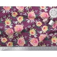 thumbnail image 2 of Soimoi Poly Georgette Fabric Leaves & Rose Watercolor Print Fabric by The Yard 52 Inch Wide, 2 of 3