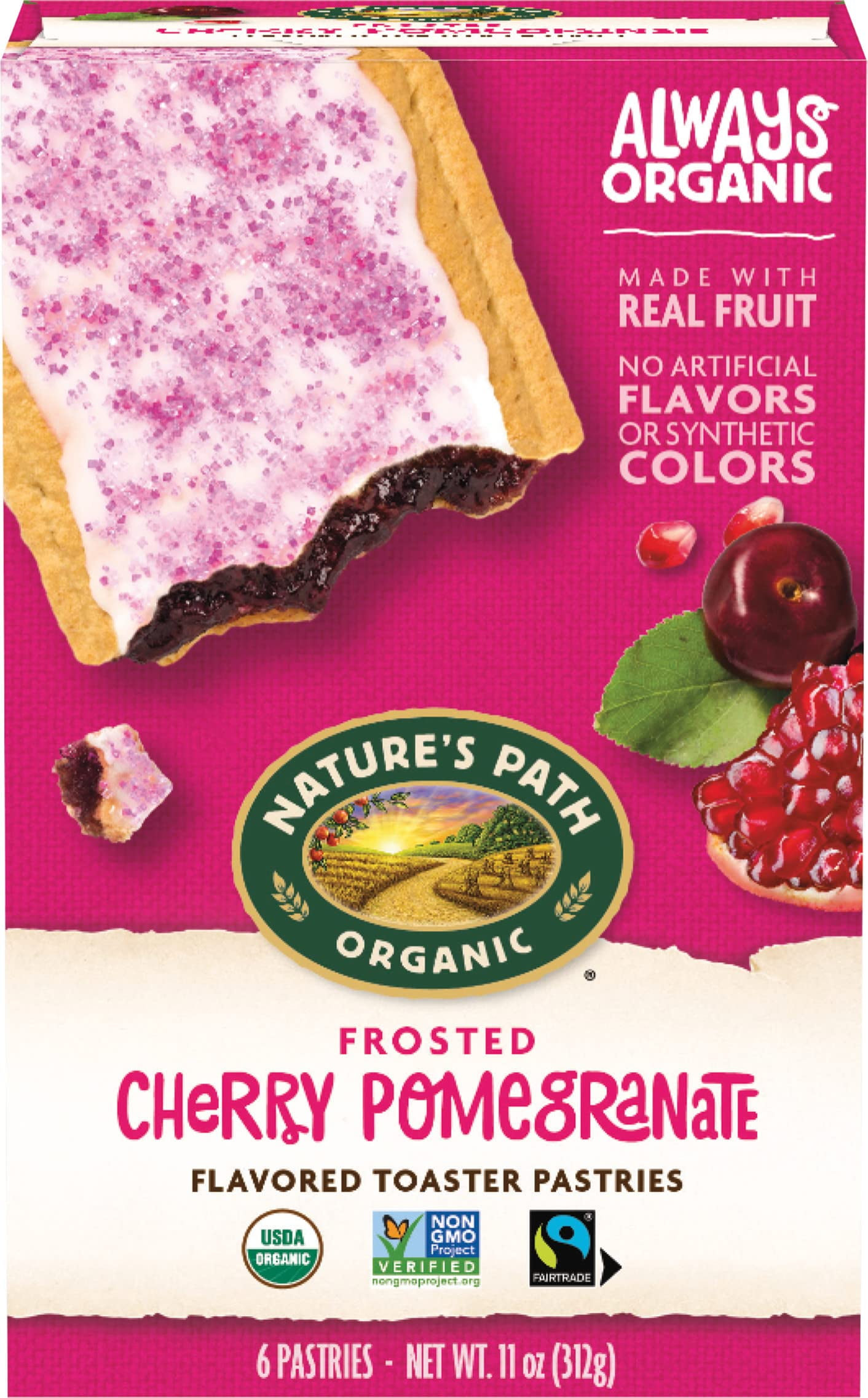 Nature's Path Organic Toaster Pastries, Frosted Cherry Pomegranate, 72