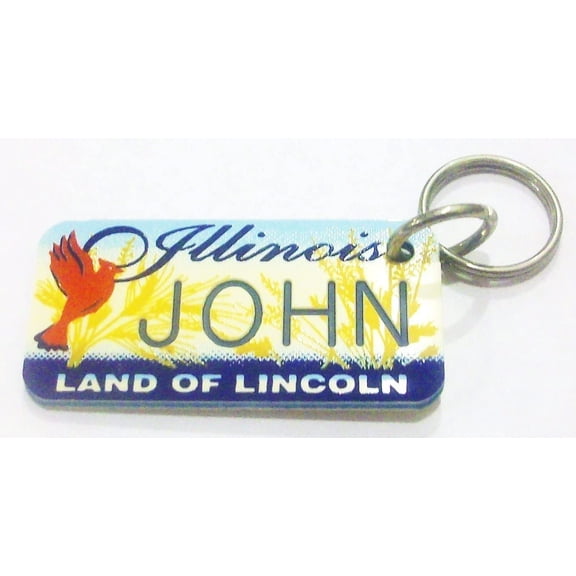 Illinois Land of Lincoln "John" Keychain, Key Holder, Key Ring New