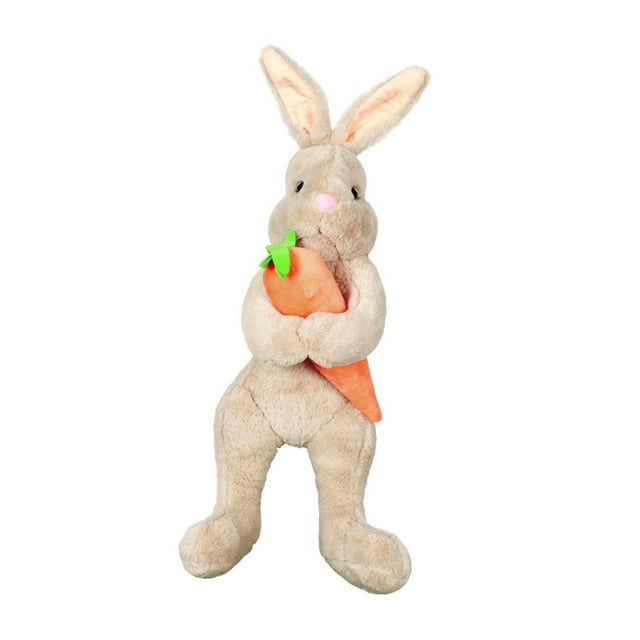 Adornos de conejito de Pascua para árbol de primavera, zanahoria abrazada, decoración, peluche lindo marrón