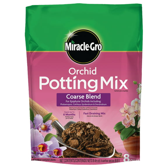 Miracle-Gro Orchid Potting Mix Coarse Blend, Indoor or Outdoor, 8 qt.