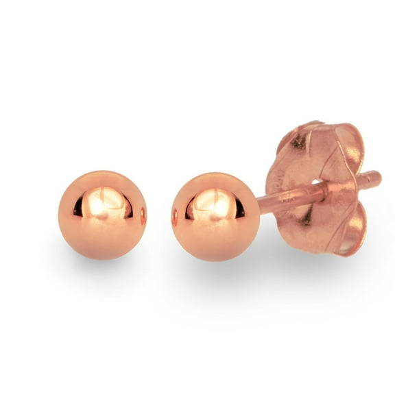 Jewelstop 14K Rose Gold Ball Stud Earrings 3mm 4mm 5mm 6mm 7mm 8mm 10mm