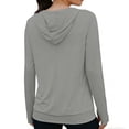 thumbnail image 5 of Women's UPF 50+ Sun Protection Jacket Hooded Women's Sports V-neck Sun Protection Hooded Solid Color Front Decorated Button Long Sleeve Top, 5 of 7