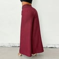thumbnail image 7 of Olyvenn Trousers Pants for Women Fall Summer Linen Loose Fit High Cut Flare Wide Leg Trousers Pants Women 2025 Wine M, 7 of 7