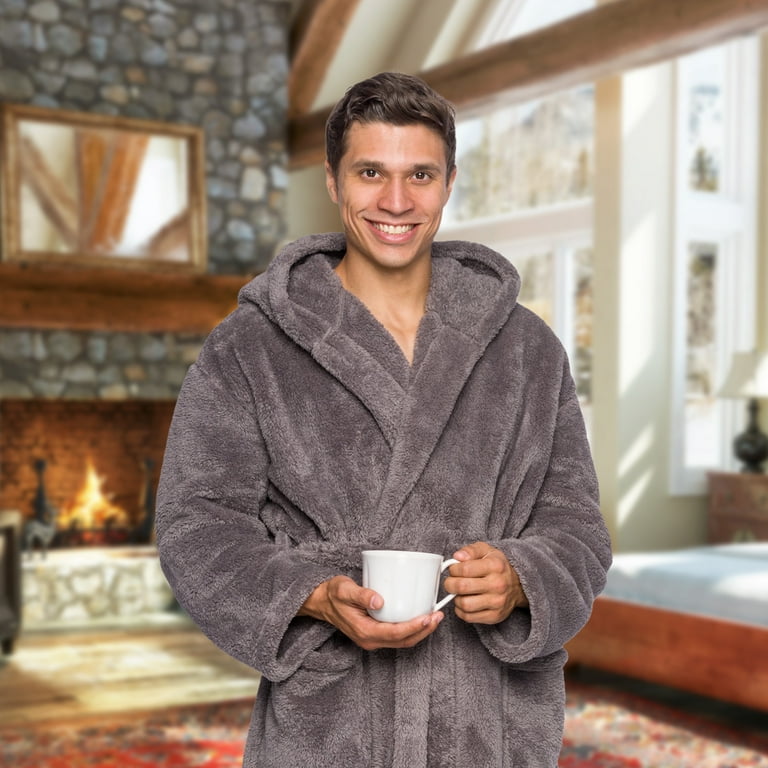 Ross Michaels Mens Robe Big & Tall with Hood - Long Plush 400GSM Luxury  Bathrobe