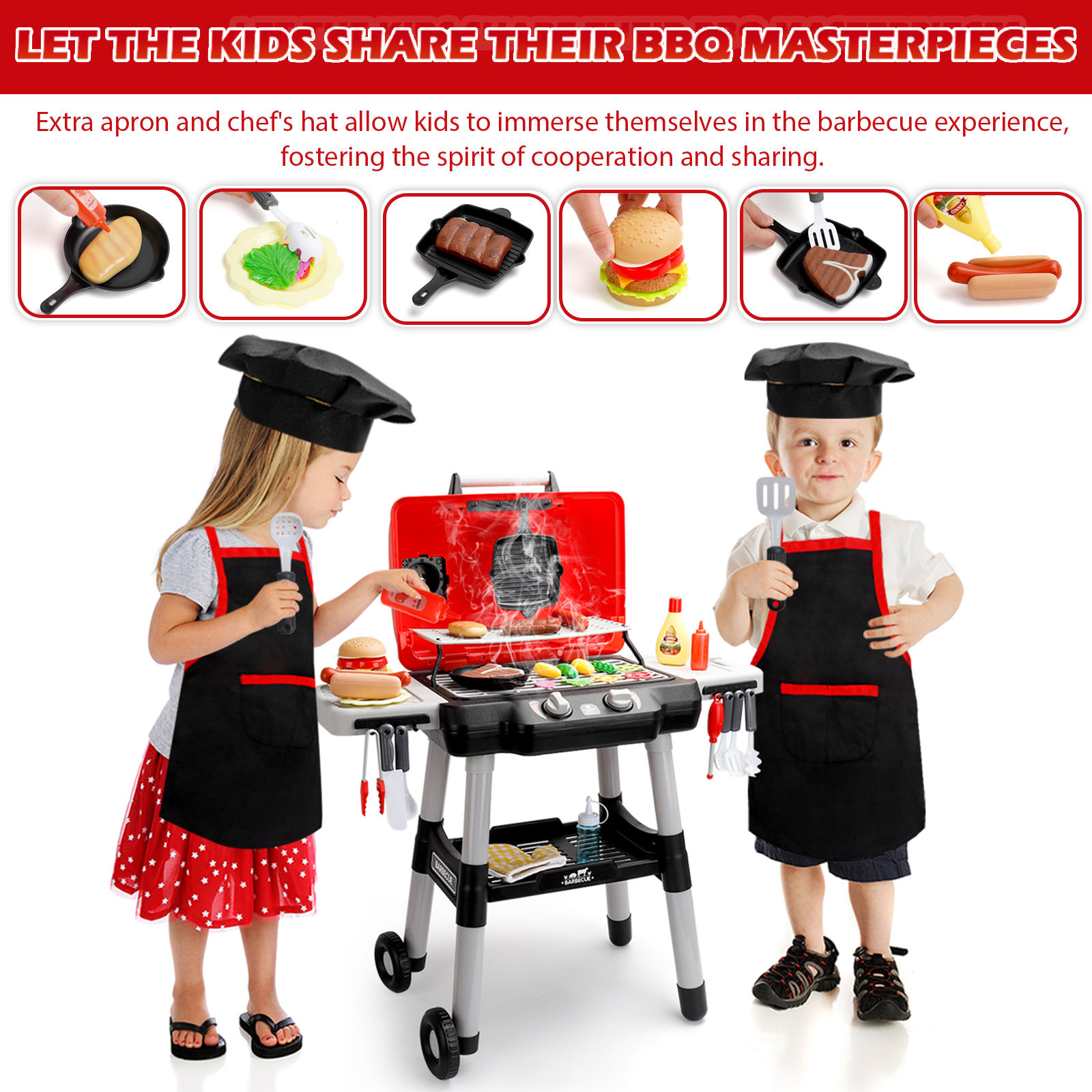 GreatCool Kids BBQ Grill Playset with Smoke & Sound Effects photo 2