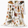 thumbnail image 2 of Autumn Harvest Dog Celebration Farmhouse, Festive Pet Portrait Pattern, Warm Flannel Blanket for Ranch House and Living Room, Dog Lovers Thanksgiving Gift, Pet Lover Home Decor, 2 of 9