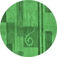 thumbnail image 1 of Ahgly Company Indoor Round Abstract Emerald Green Modern Area Rugs, 4' Round, 1 of 4