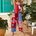 thumbnail image 2 of JULMCOMO 4th of July Jumpsuits for Women 1776 Plus Size Wide Leg Independence Day Rompers Stars Stripes Sleeveless American Flag Jumpsuits with Pockets Watermelon Red L, 2 of 7