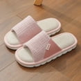 thumbnail image 1 of New Home Linen Slippers Women Men Summer Indoor Open Toe Slippers Men Couples Flip Flops Bedroom Breathable Non Slip Slides tzw, 1 of 7