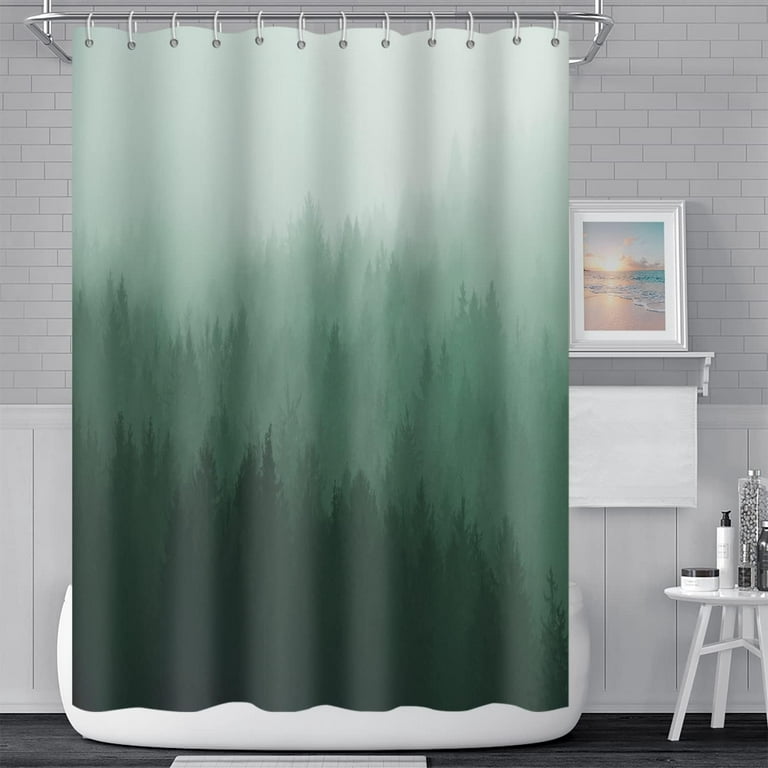 JOOCAR Dark Green Misty Forest Bathroom Shower Curtain Nature Hazy Scenery Bath  Curtain Waterproof Polyester Fabric Shower Curtains with Hooks for Modern  Art Aesthetics Home Decorative, 72x72 Inch 