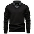 thumbnail image 2 of Blusa y camisa de manga larga con cuello vuelto para hombre, camisa de punto con bloques de color, blusa ajustada de manga larga con cuello vuelto y medio botón, blusa de poliéster para hombre, 2 of 4