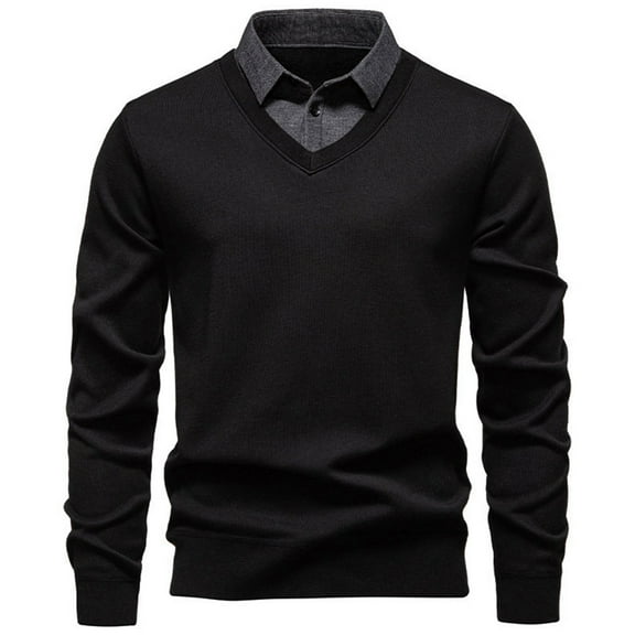 WRKEKC Men's Long Sleeve Shirts Fashion Color Block Layered Knitted Shirt Long Sleeve Button-Down Collar Half Button Top Fall Daily Office Street Outdoor Versatile Comfortable Top