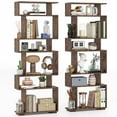 thumbnail image 1 of Gymax 2PCS 6-tier Storage Bookshelf Tall Display Shelf w/ Anti-toppling Kits Brown, 1 of 10