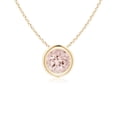 thumbnail image 1 of Angara Collier en Morganite Naturel - Pendentif Solitaire Rond en Morganite avec Lunette en Or Jaune 14K pour Femmes, 1 of 8