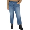 thumbnail image 1 of Celebrity Pink Jeans Rétro Tendance à Jambe Droite pour Femmes, Bleu, Grande Taille, 20W, 1 of 1