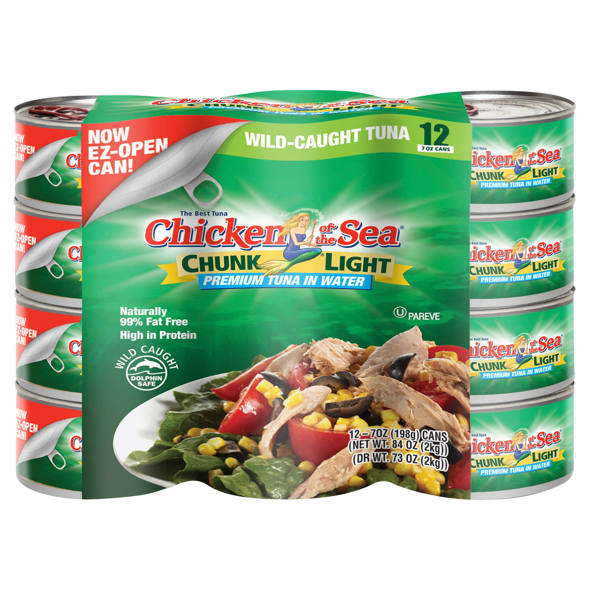 Chicken of the Sea Premium Chunk Light Tuna in Water, 7 oz, 24 ct
