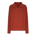 thumbnail image 6 of thefmos Women Fall Winter Collared Long Sleeve Zip Up Cardigan Tops Casual Basic Pullover Sweaters Dressy Knit Tops for Work Outdoor, Red XL, 6 of 6