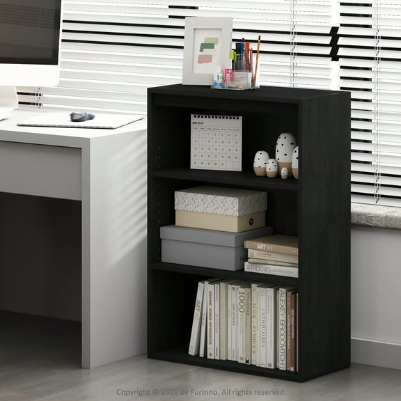 Furinno Pasir 3-Tier Open Bookshelf, Blackwood