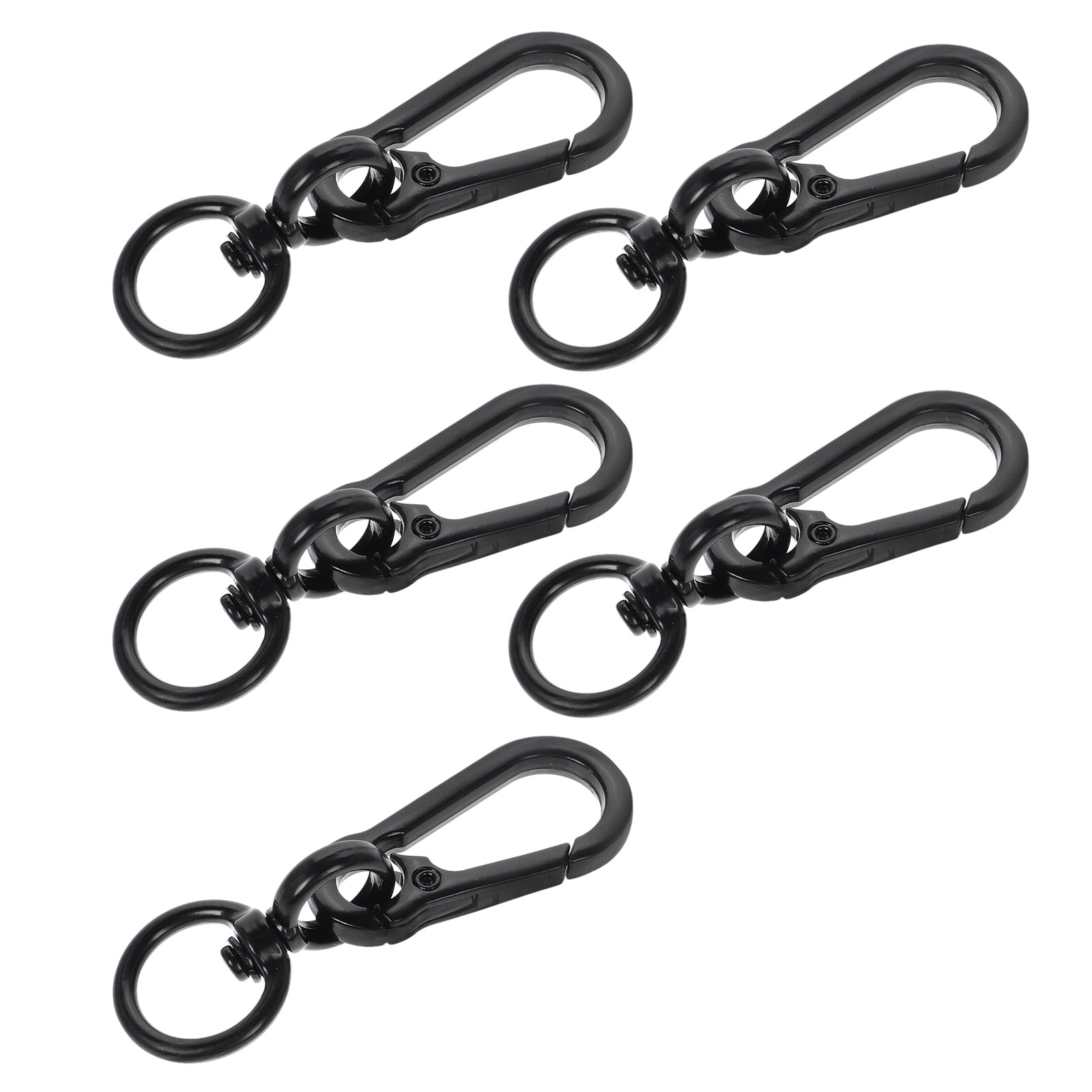 KAKOWELY Lightweight Black Zinc Alloy Carabiner Fast-Clipping Design 5Pcs