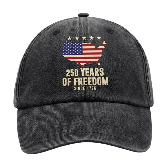 250 Year American Anniversary Hat - 1776–2026 Distressed Denim Embroidered Patriotic Baseball Cap, Washable & Adjustable Casual Baseball Caps for Men Women