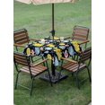 thumbnail image 4 of Outdoor Tablecloth with Umbrella Hole for Patio/Picnic/Party/Camping, Coastal Waterproof Table Cloth Square Cover Washable, Summer Lemon Flower Shell Starfish Black (60"x 60"), 4 of 8