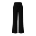 thumbnail image 5 of Iyufng Ribbed Knit Wide Leg Pants for Women Elastic Drawstring High Waist Womens Comfy Casual Lounge Pants with Pockets, 5 of 8