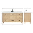 thumbnail image 2 of Ariel Monroe 66 Inch Single Rectangular Sink Bathroom Vanity With Carrara White Quartz Countertop 1.5 inch Edge In Oak, 2 of 7