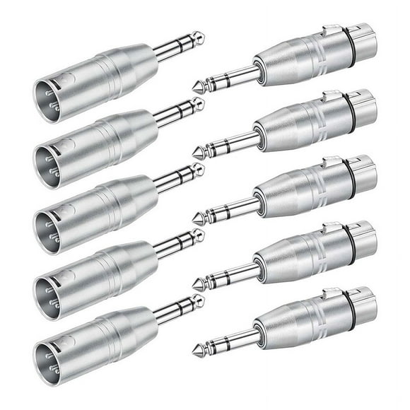 10 Pack XLR Adapter, 5 Pcs Male to XLR Male Adapter and 5 Pcs Male to XLR Female Adapter,1/4 Inch TRS to XLR Connector