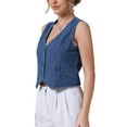 thumbnail image 4 of INSPIRE CHIC Women's Jean Jacket Sleeveless V Neck Button Down Crop Denim Vest M Blue, 4 of 6
