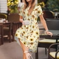 thumbnail image 3 of Rateoe Watercolor Bee Honey Honeycomb Bee Pattern Women’s Short Sleeve Dress – Casual Elegant Summer A-Line Dress for Everyday Wear, 3 of 6