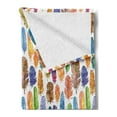 thumbnail image 2 of Feather Soft Flannel Fleece Throw Blanket, Pattern with Watercolor Drawing Style Feathers with Motifs Artwork, Cozy Plush for Indoor and Outdoor Use, 60" x 80", Multicolor, by Ambesonne, 2 of 5