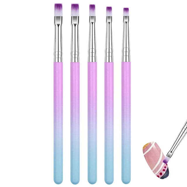 5 piezas de cepillo de uñas de madera, bolígrafo para uñas de gel, cepillo degradado, kit de pintura de diseño de uñas, herramientas de arte de uñas
