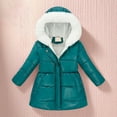 thumbnail image 2 of Gyujnb Girls Winter Down Jacket with Hooded Trim Warm Zip Up Long Sleeve Coat Slim Fit Padded Outwear for Cold Weather,Size:4-5 Years, 2 of 3