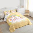 thumbnail image 3 of Feelyou Dreamy Unicorn Child Full Size Comforter Sets, Cartoon Stars Rainbow Bedding Comforter Set, Cute Yellow Horse Animal Reversible Bedding Sets, Breathable Home Decor, 3 Pieces, 3 of 8