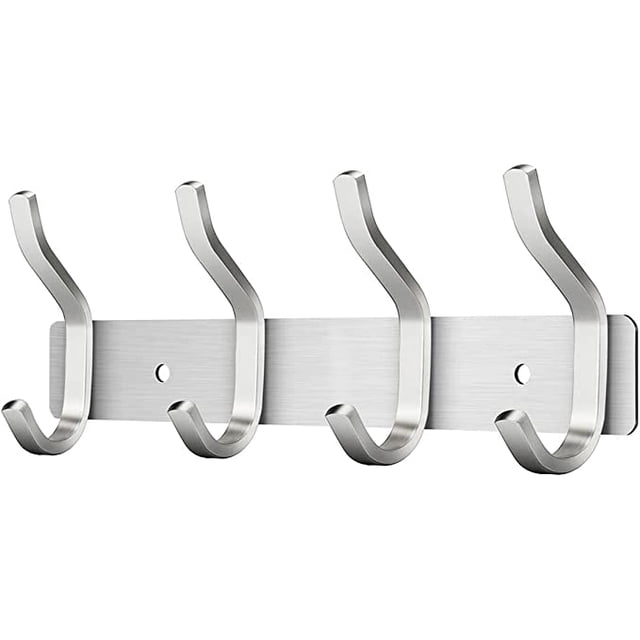 Perchero de Pared con 4 Ganchos, Percheros Gancho de Pared para Toallas en Acero Inoxidable TUNC Sencillez