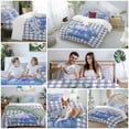 thumbnail image 5 of Spring Flowers Bedding Duvet Cover Set Full Size 4 Pieces Hydrangea Purple Buffalo Plaid Bedding Set with Zipper Closure, 1 Comforter Cover 86x86 Inches 1 Flat Sheet & 2 Pillow Cases, 5 of 7