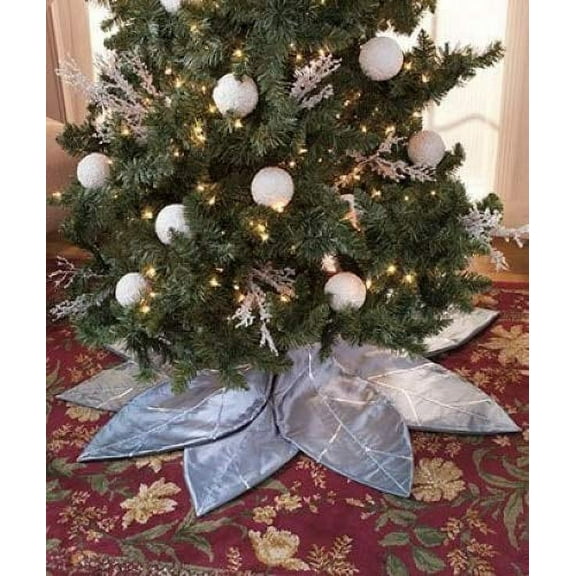 Silver Poinsettia Tree Skirt