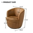 thumbnail image 2 of UIXE Swivel Accent Chair Set of 2 Faux Leather Barrel Chair Modern Round Arm Club Chair, Light Brown, 2 of 6